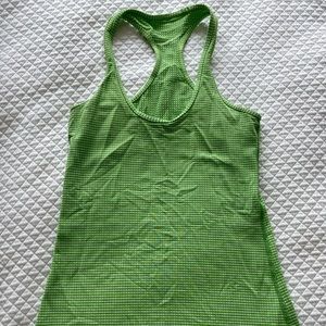 Lululemon green gingham workout racer back top